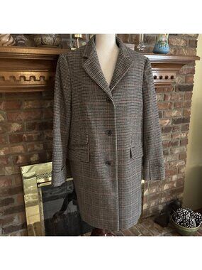 black label ralph lauren woman's Brown & Black Tweed Wool Blend Coat Size 16